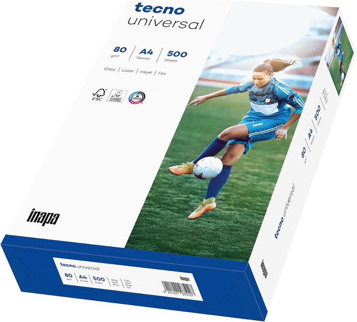 inapa Drucker-/ Kopierpapier tecno Universal: 80 g/m², A4, 2.500 Blatt (5x500), weiss – Allround-Pap