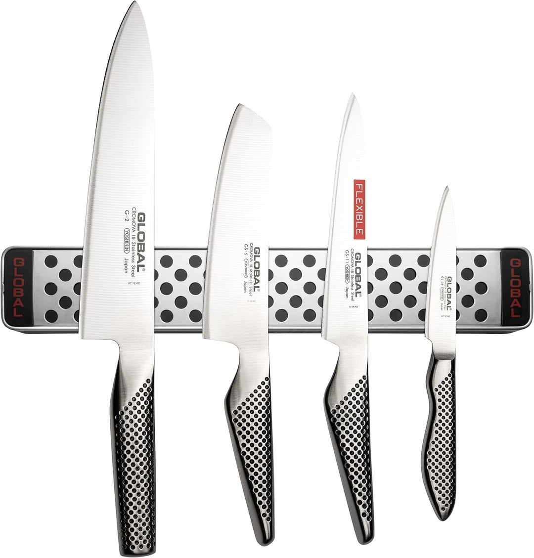 Global G-251138/M30 Messerset und Magnetleiste, 5 teilig, G-2, GS-5, GS-11, GS-38