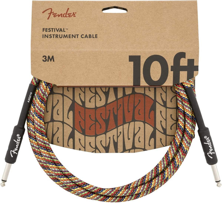 Fender® Festival Kabel, 3m rainbow & Kabel Deluxe Series, 1,5m, black tweed Bundle mit Kabel Einzelb
