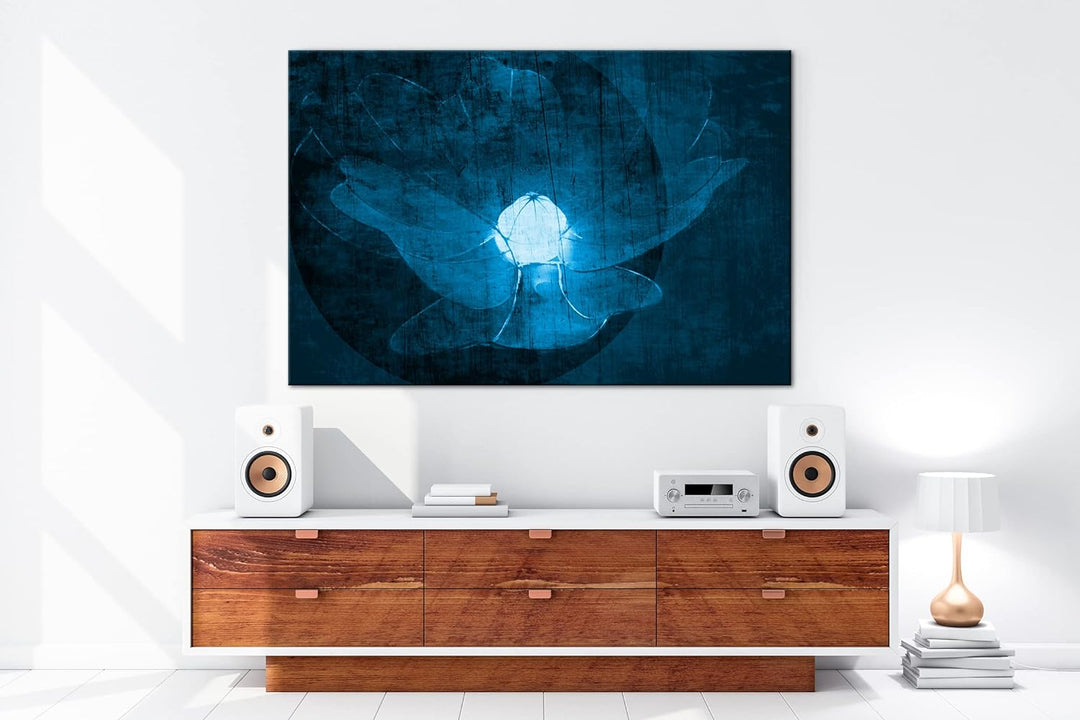 deyoli Künstlerische Zeichnung einer Blume Format 80x60 Effekt: Monocrome Blau als Leinwandbild, Mot