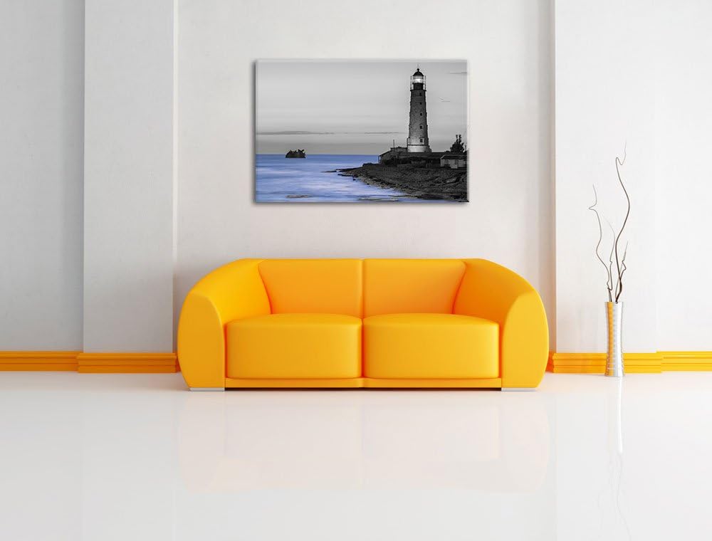 alter Leuchtturm bei Sonnenuntergang schwarz/weiss Format: 100x70 auf Leinwand, XXL riesige Bilder f