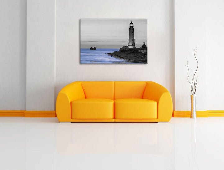 alter Leuchtturm bei Sonnenuntergang schwarz/weiss Format: 100x70 auf Leinwand, XXL riesige Bilder f