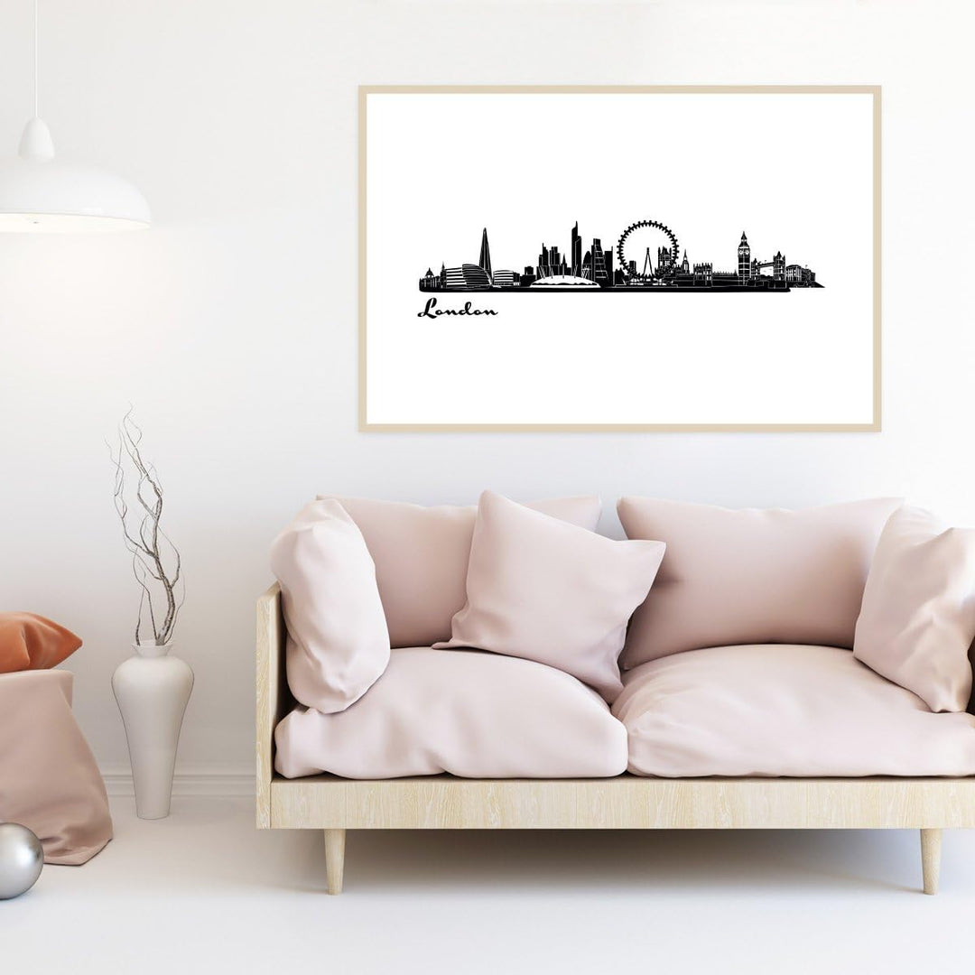 JUNIWORDS Poster mit/ohne Holzrahmen, Wähle ein Motiv, Skyline London, Wähle eine Grösse, 40 x 60 cm