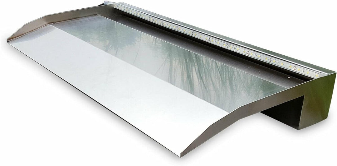 Jürgen Bocker Garten-Ambiente Wasserfall 30x8,5x22 cm Edelstahl matt Geb. mit langem Auslauf, Silber