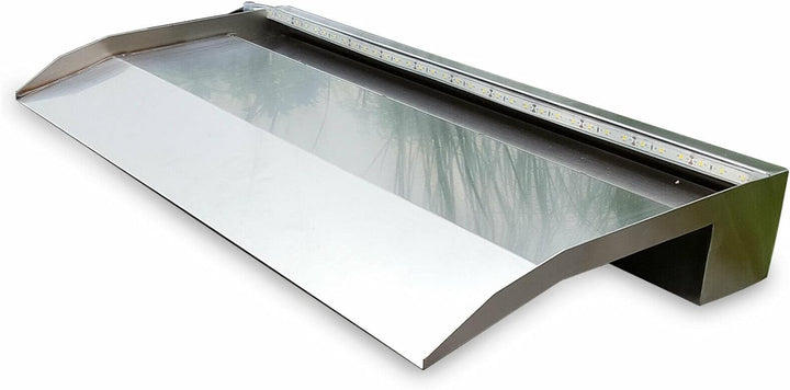 Jürgen Bocker Garten-Ambiente Wasserfall 30x8,5x22 cm Edelstahl matt Geb. mit langem Auslauf, Silber