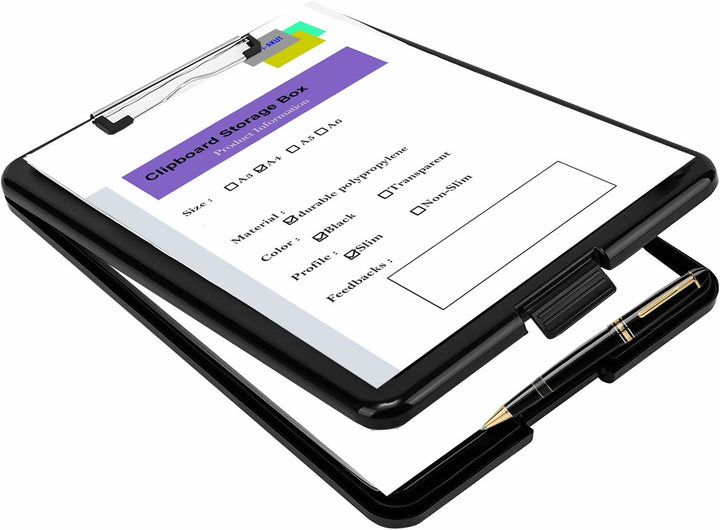 4er A4 Klemmbrett mit Aufbewahrungsfach, Portable Formularhalter mit Aufbewahrungsbox, Portable Schr