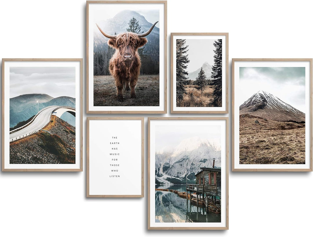 MONOKO® Wohnzimmer Poster Set - Premium Bilder Set für Schlafzimmer - Stilvolle Wandbilder - 6er Set