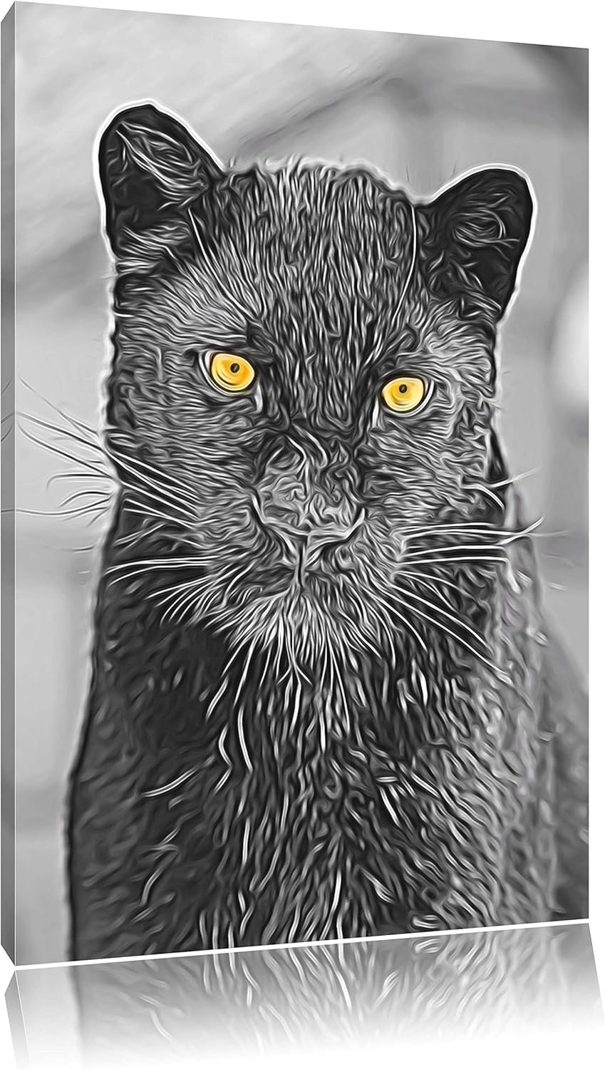 prächtiger Panther schwarz/weiss Deluxe Format: 100x70 cm auf Leinwand, XXL riesige Bilder fertig ge