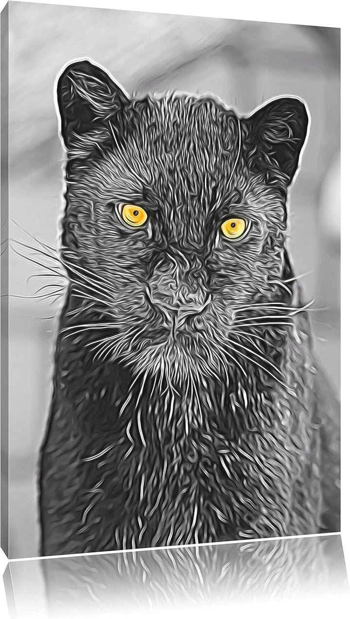 prächtiger Panther schwarz/weiss Deluxe Format: 100x70 cm auf Leinwand, XXL riesige Bilder fertig ge