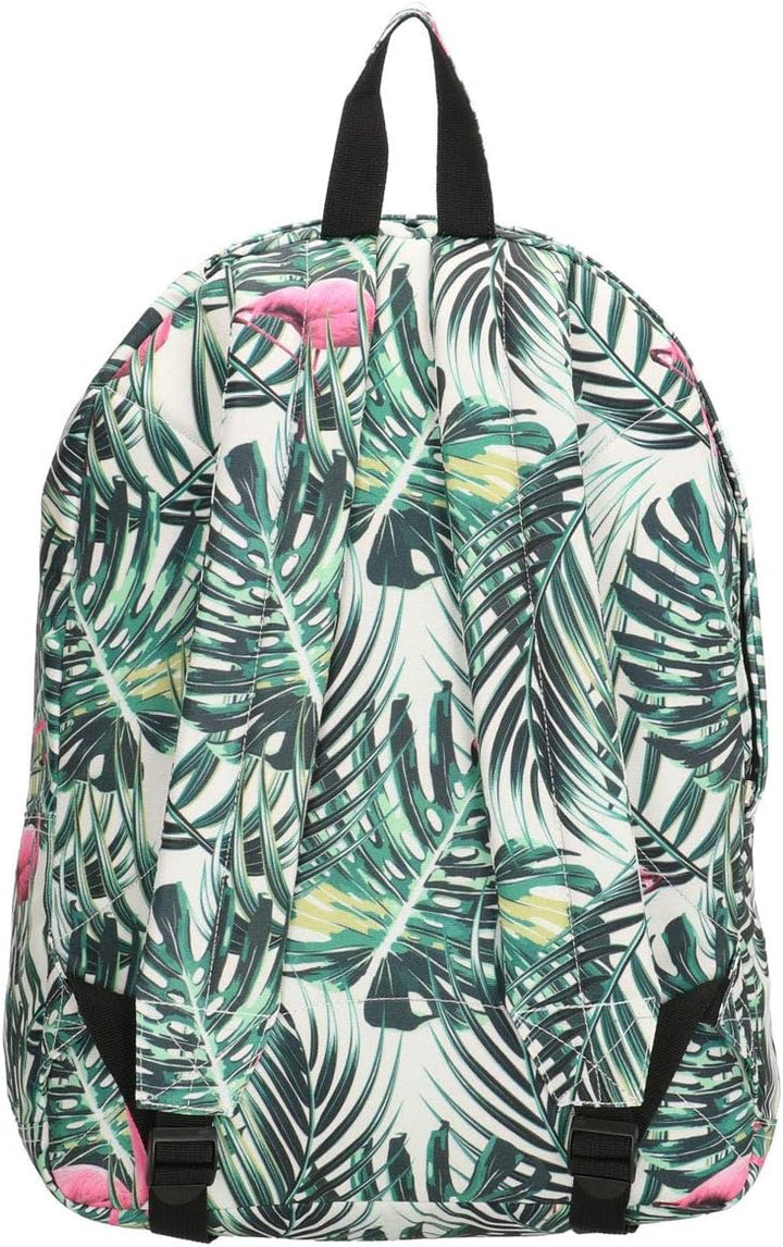 Bowatex Rucksack-Wanderrucksack-Laptopfach-Palmen Flamingo Grün Weiss-43 cm