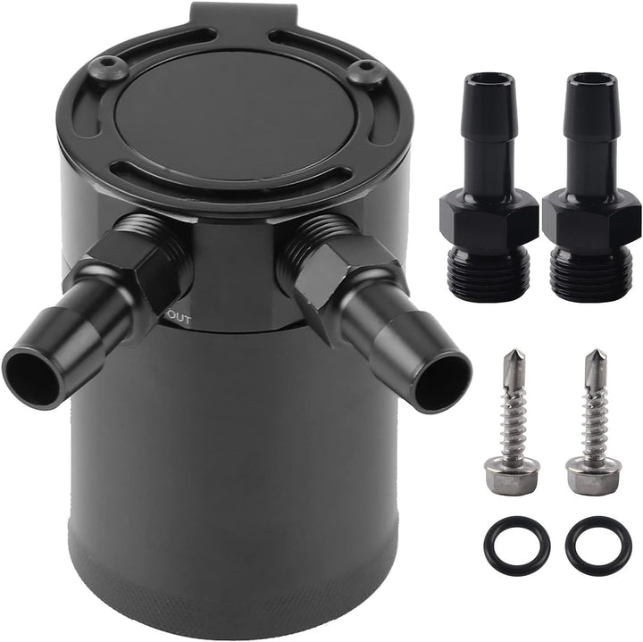 EVGATSAUTO Universal Baffled 2-Port Compact Baffled Oil Catch Tank Ölfangdose Compact Baffled Oil Ca