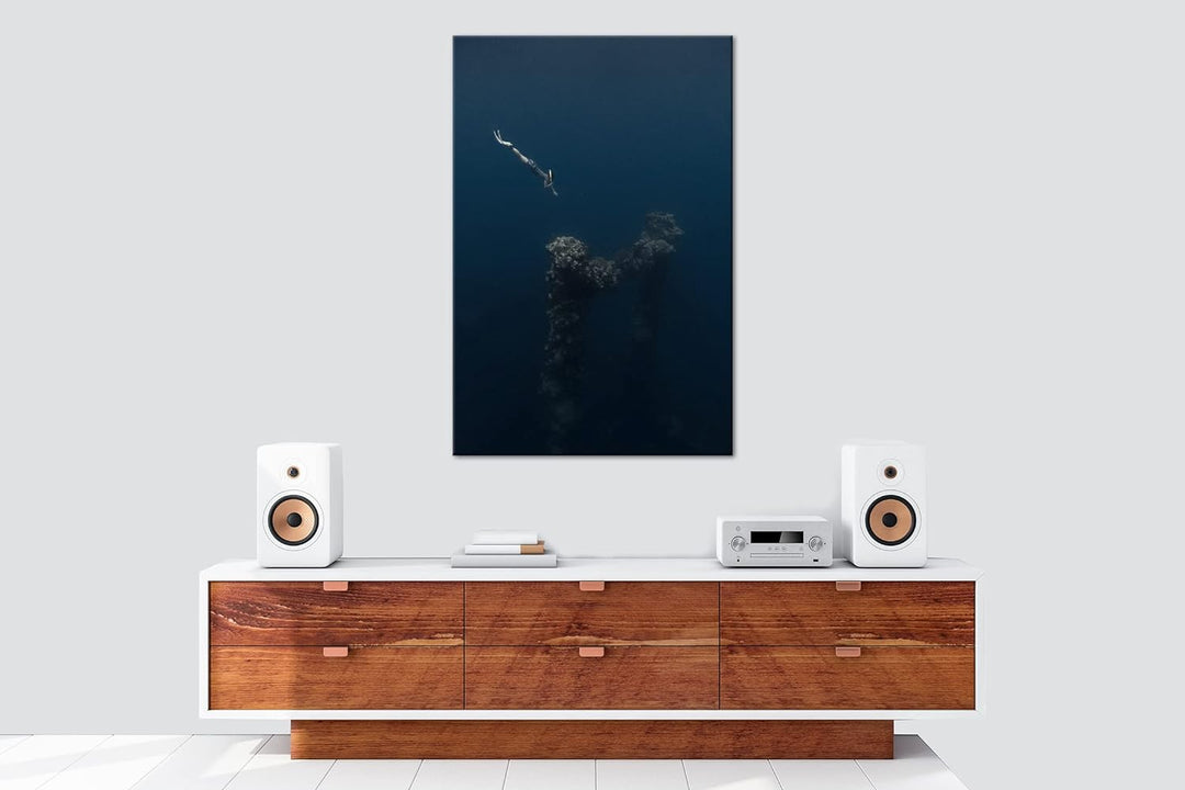 deyoli tiefer Tauchgang zum Meeresgrund Format: 80x60 als Leinwandbild, Motiv fertig gerahmt auf Ech