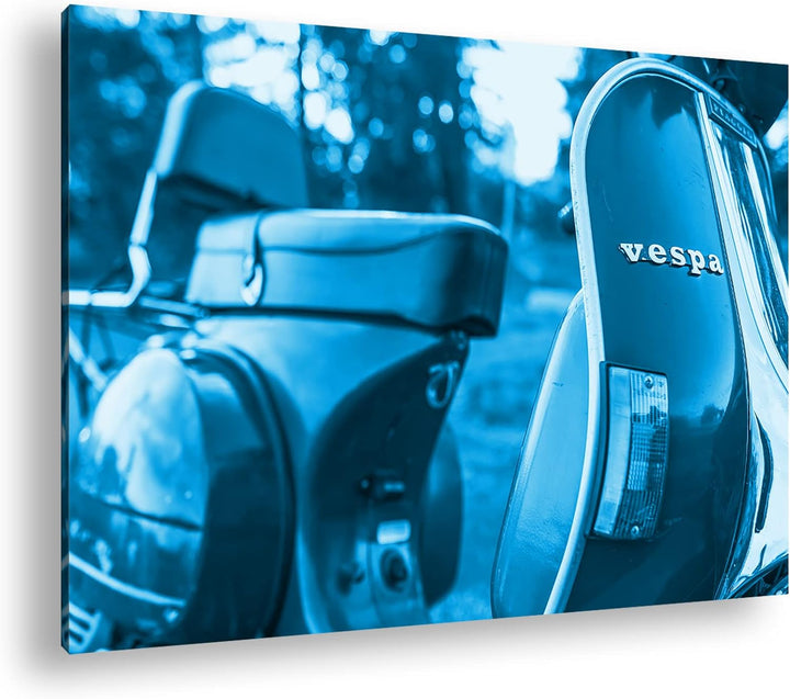 deyoli Vespa Motorrad in schöner Landschaft Format 80x60 Effekt: Monocrome Blau als Leinwandbild, Mo