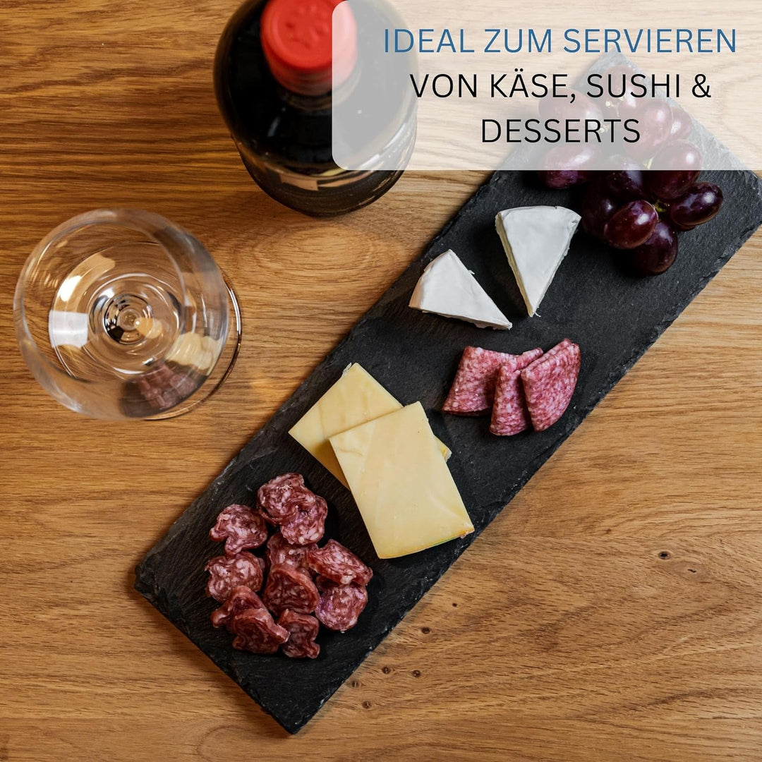 Westmark 8 Naturschiefer-/Servierplatten, mit Kratzschutz, Fläche: je 30 x 10 cm, Schiefer, Tapas +