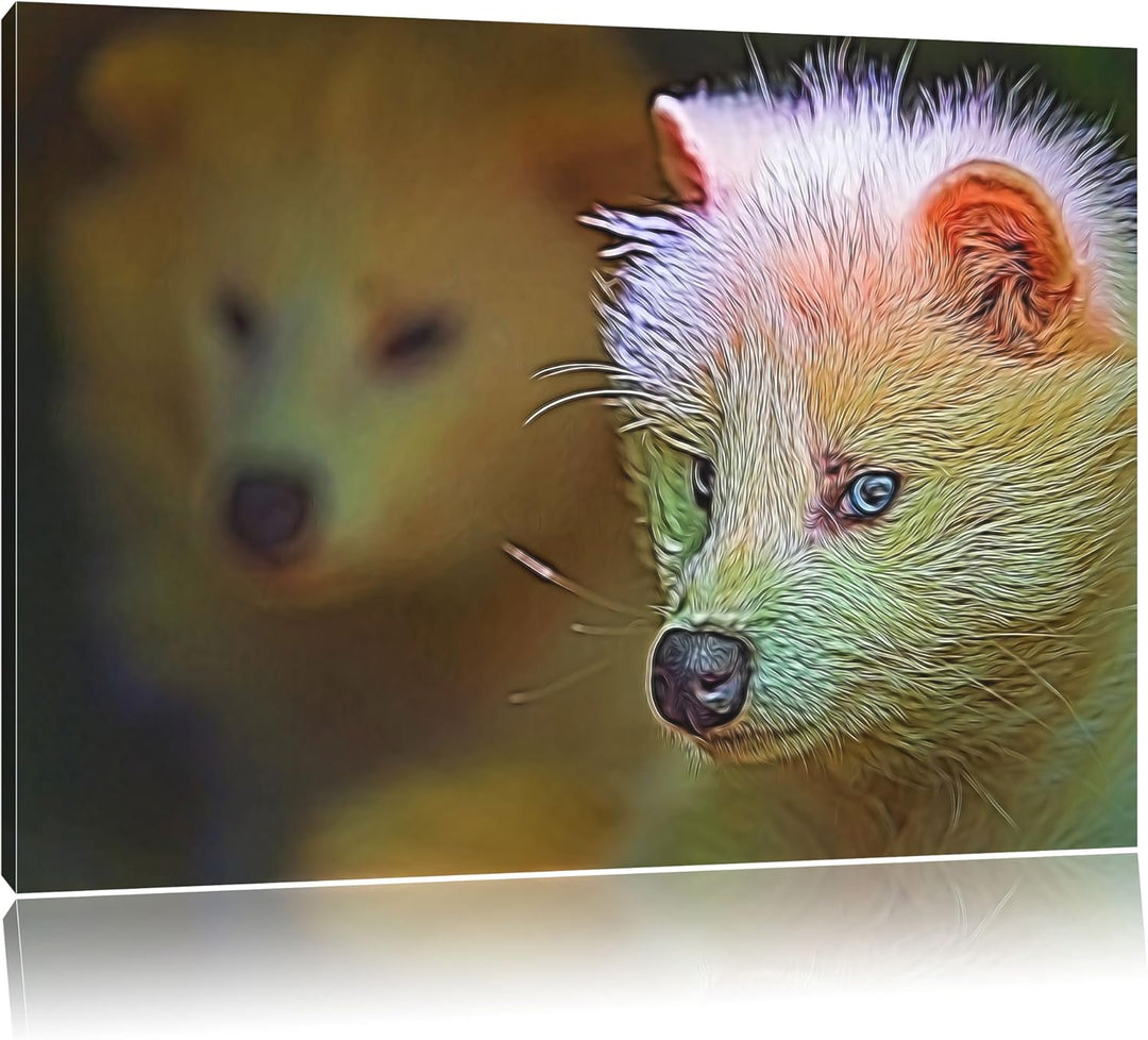 Polarfuchs in Höhle Deluxe Format: 100x70 cm auf Leinwand, XXL riesige Bilder fertig gerahmt mit Kei