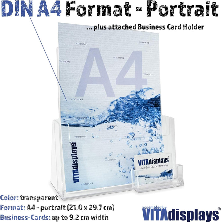 2 Stück taymar DIN A4 Tischprospektständer als standfester Prospekthalter und Aufsteller mit extra V