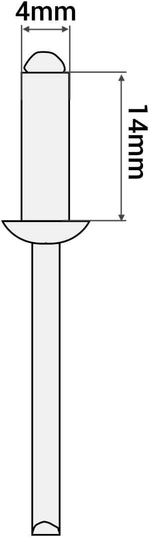 (400 Stück) Lackierte Blindnieten 4,0 x 14 mm, Kuppelkopf, DIN 7337, Aluminiumniete und Stahldorn, P