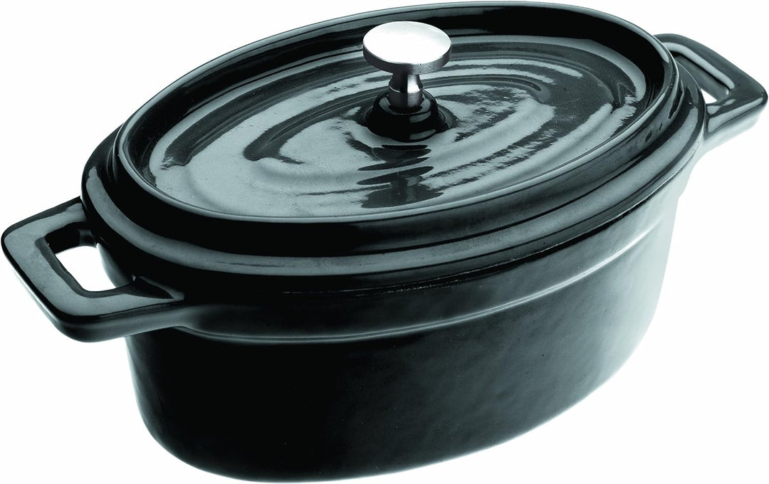 IBILI 726015N Mini-Kasserolle oval, Gusseisen, schwarz, 13 cm, Schwarz