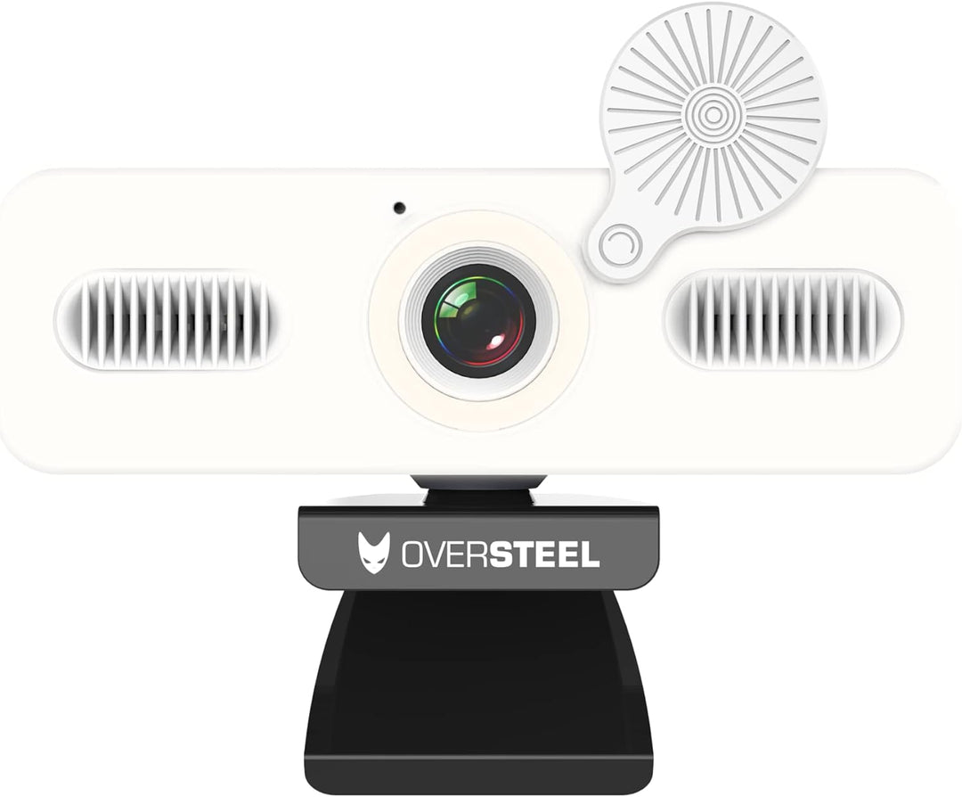 Oversteel - Bulat Webcam 1080P Full HD mit Mikrofon und Lichtring, 60fps, USB 2.0, Videoanrufe, Aufz
