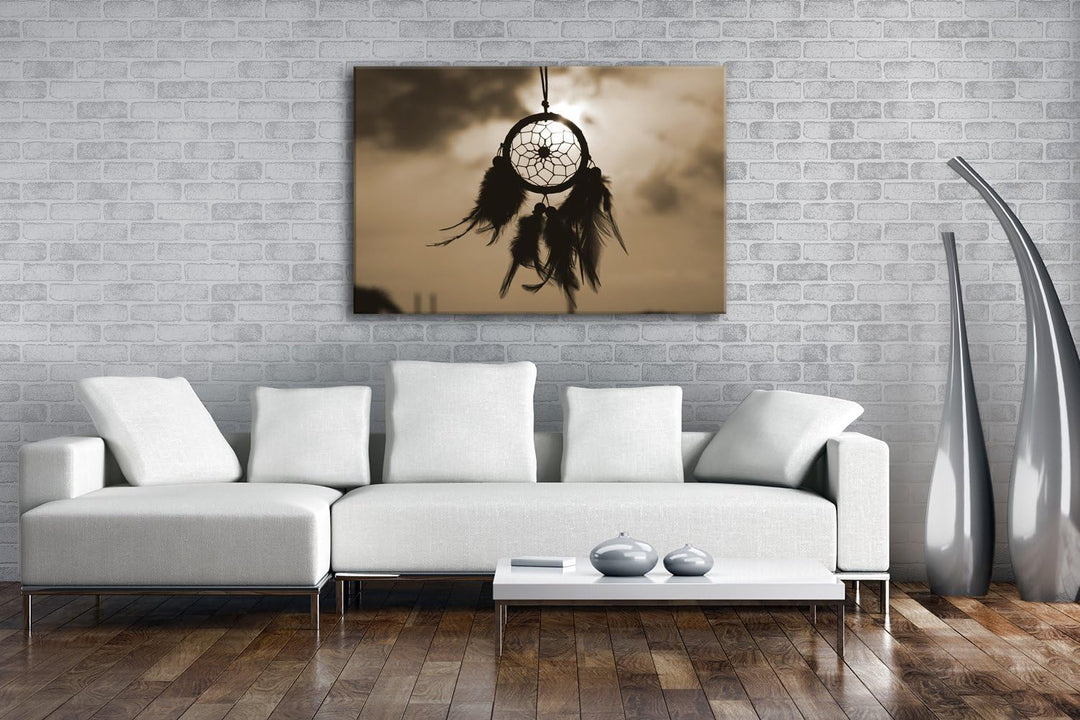 deyoli Traumfänger im Wind Format: 80x60 Effekt: Sepia als Leinwandbild, Motiv fertig gerahmt auf Ec