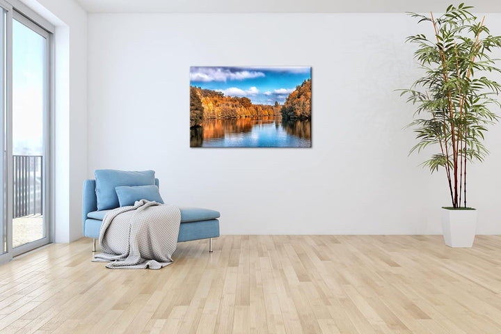 deyoli stiller See Format: 80x60 als Leinwand, Motiv fertig gerahmt auf Echtholzrahmen, Hochwertiger