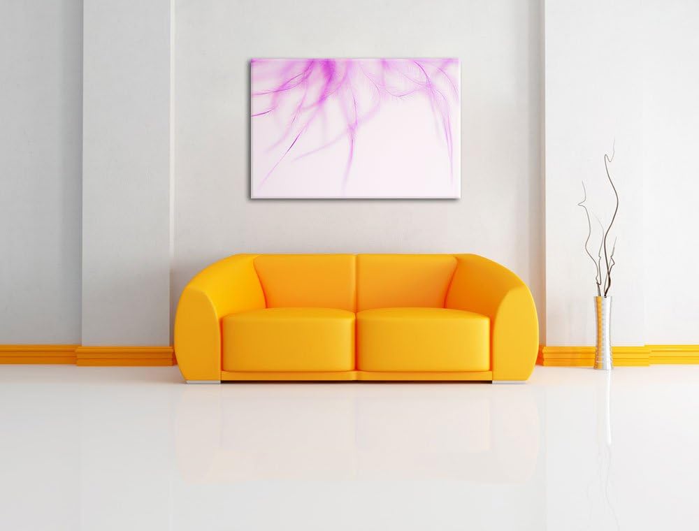 Pixxprint zarte Pinke Federn auf Leinwand, XXL riesige Bilder fertig gerahmt mit Keilrahmen, Kunstdr