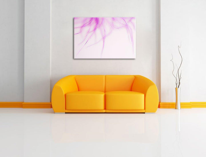 Pixxprint zarte Pinke Federn auf Leinwand, XXL riesige Bilder fertig gerahmt mit Keilrahmen, Kunstdr