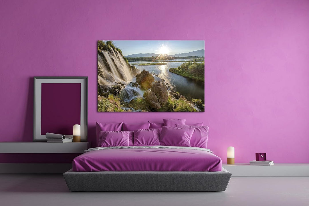 deyoli Wasserfall am Snake River Format: 80x60 als Leinwandbild, Motiv fertig gerahmt auf Echtholzra