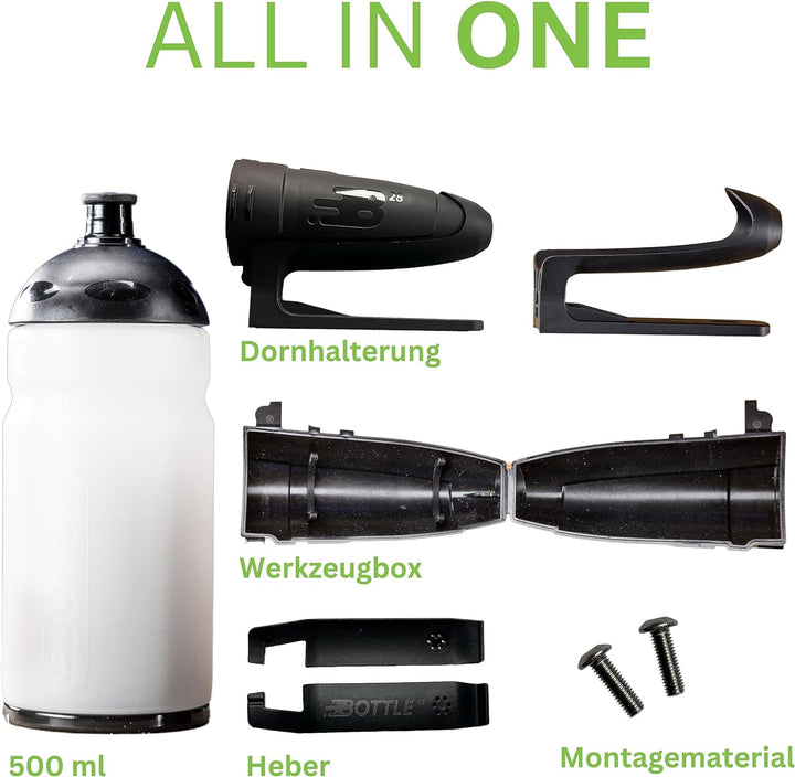 Bottle28 | 500 ml Fahrrad-Trinkflasche mit magnetischem Flaschenhalter & integrierter Werkzeugaufbew