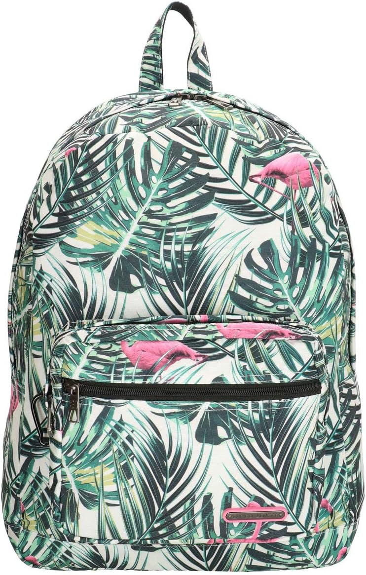 Bowatex Rucksack-Wanderrucksack-Laptopfach-Palmen Flamingo Grün Weiss-43 cm