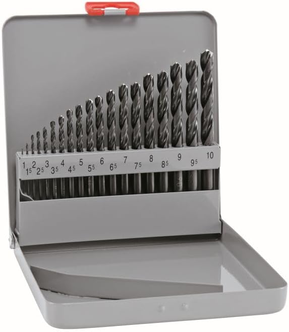 ALPEN Spiralbohrer HSS DIN 338 19-teilig (ø 1-10 mm, Bohrer kurz, zum Bohren von legierten und unleg
