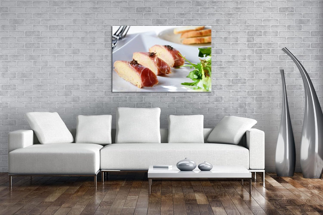 deyoli schmackhafte Gänseleber im Format: 80x60 als Leinwandbild, Motiv fertig gerahmt auf Echtholzr