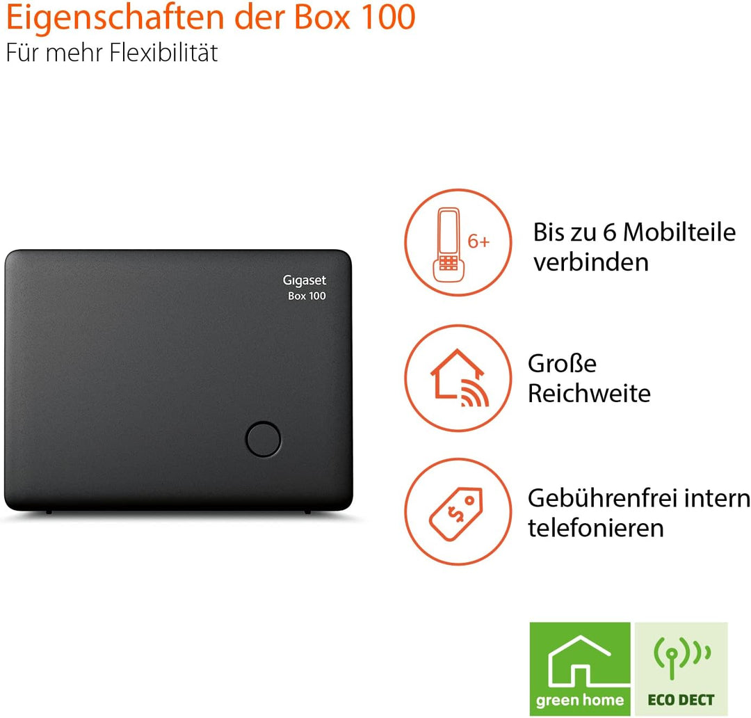 Gigaset Comfort 520HX & Box100 – Elegantes Schnurloses DECT-Telefon - top Audioqualität - Freisprech