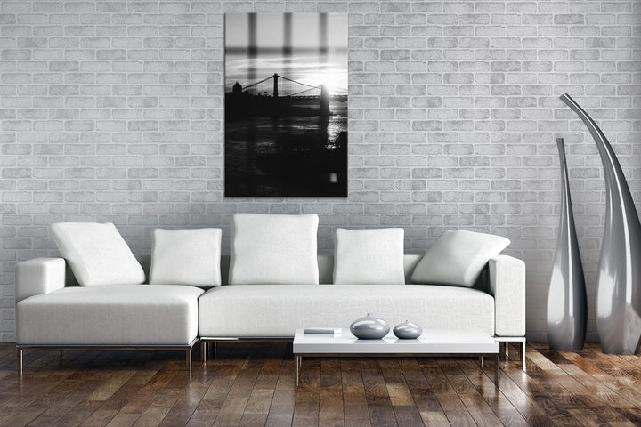 deyoli taumhafte Hängebrücke Format: 60x40 cm Effekt: Schwarz&Weiss als Leinwandbild, Motiv fertig g