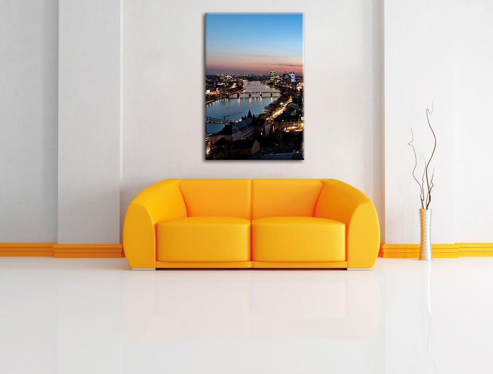 Frankfurt Skyline, Format: 100x70 auf Leinwand, XXL riesige Bilder fertig gerahmt mit Keilrahmen, Ku