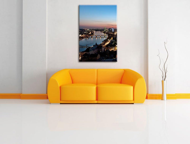 Frankfurt Skyline, Format: 100x70 auf Leinwand, XXL riesige Bilder fertig gerahmt mit Keilrahmen, Ku