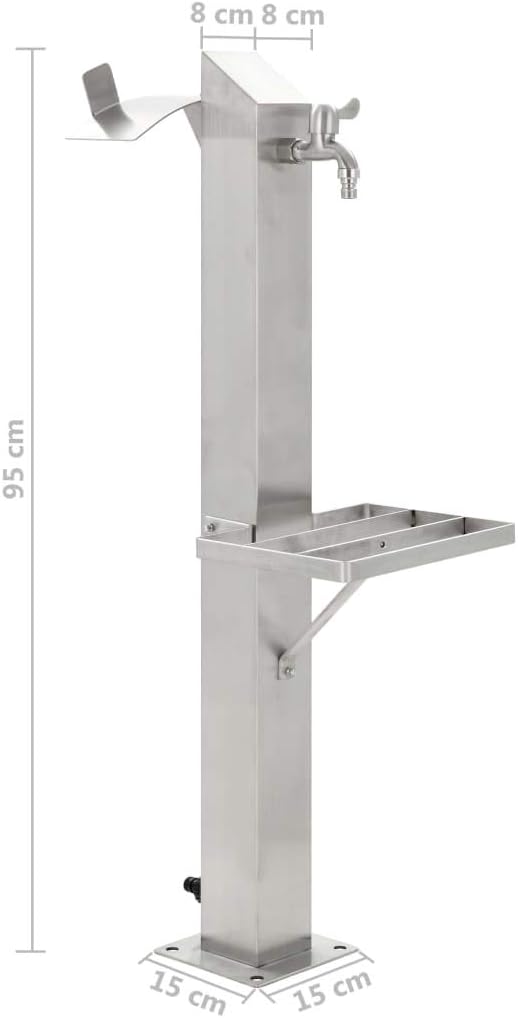 yorten Quadratisch Garten-Wassersäule Edelstahl mit Wasserhahn Wasserzapfsäule mit Einer Diagonalsch
