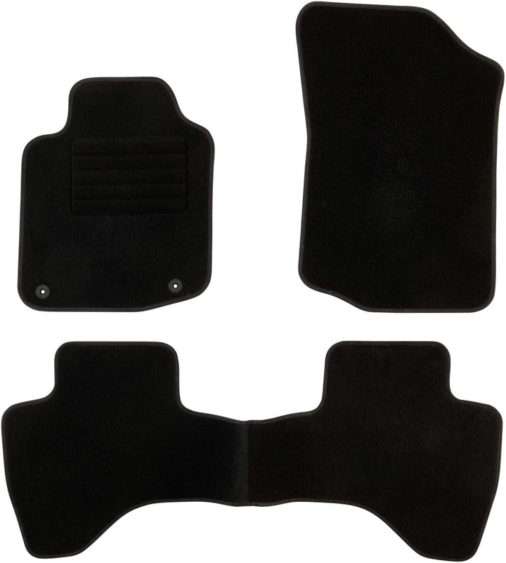 DBS Autofussmatte - nach Mass - 3-teilig - Anti Rutsch - schwarzer Nadelfilz 900g/m² - Velours Ferti