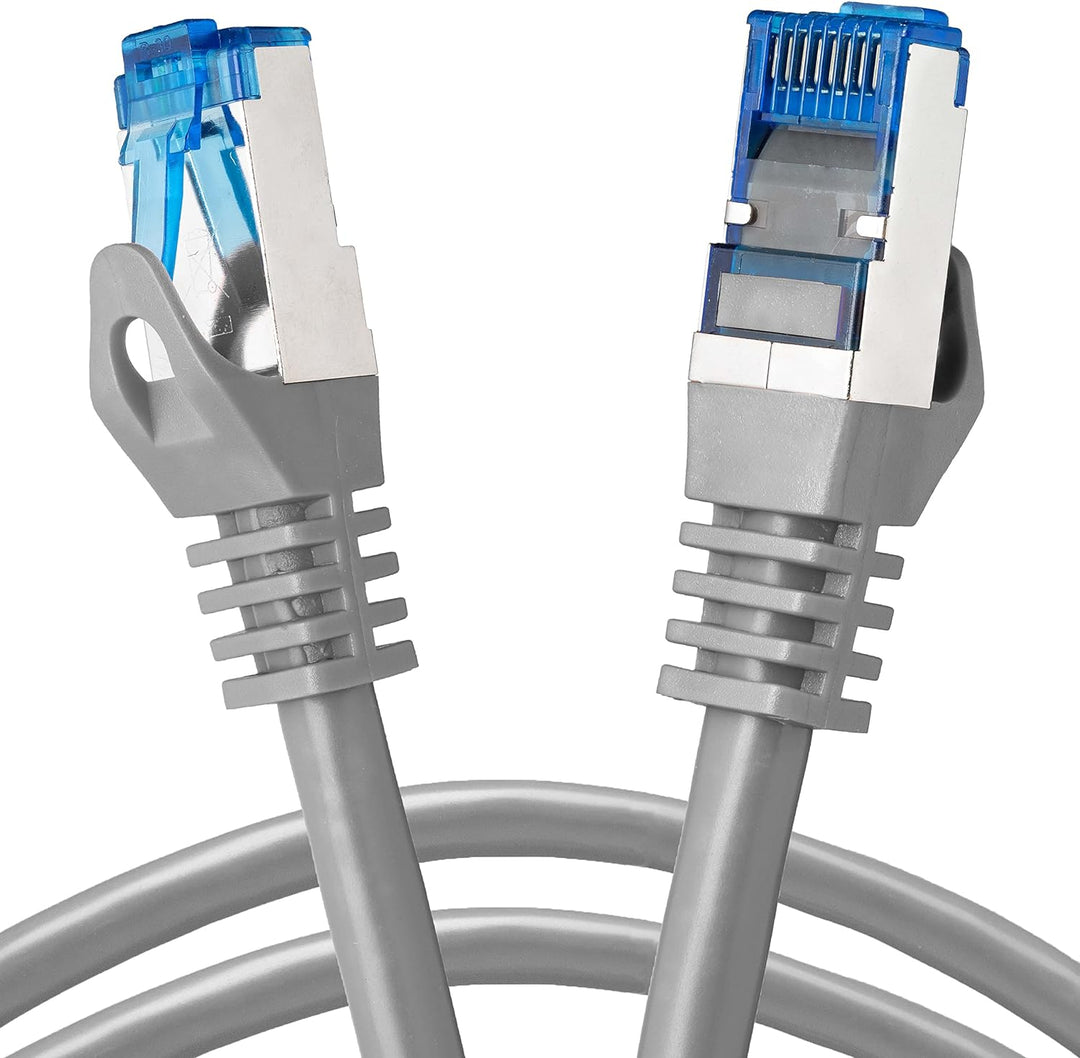 BIGtec - 2 Stück - 50m CAT.7 Gigabit Patchkabel Netzwerkkabel grau Kupferkabel Patch Ethernt LAN DSL