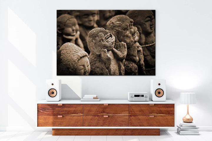 deyoli lustige, mit Moos bedeckte Buddha-Statue Effekt: Sepia, Format: 80x60 als Leinwandbild, Motiv