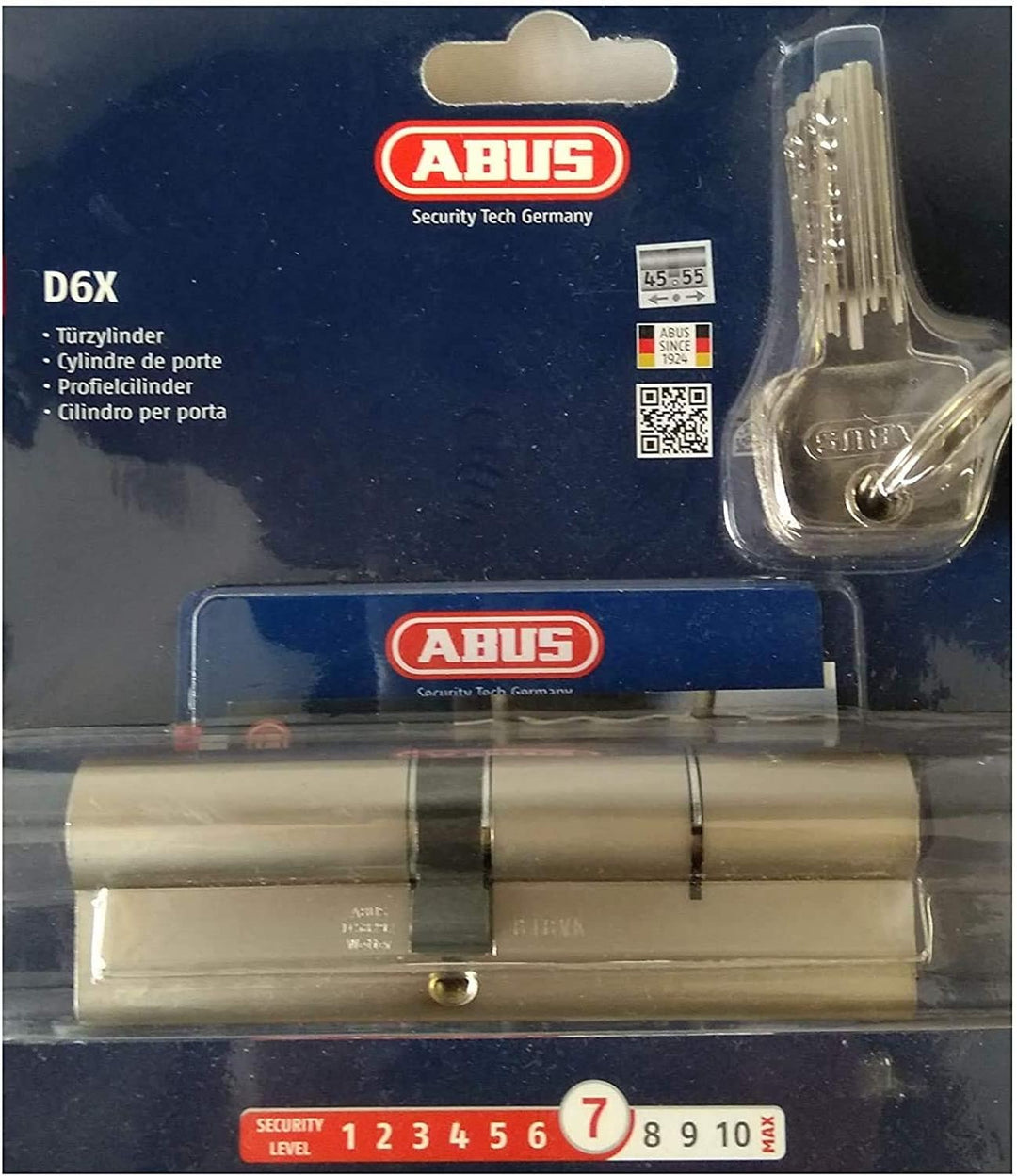 ABUS Profilzylinder D6X mit Codekarte und 5 Schlüsseln,  (45/55)