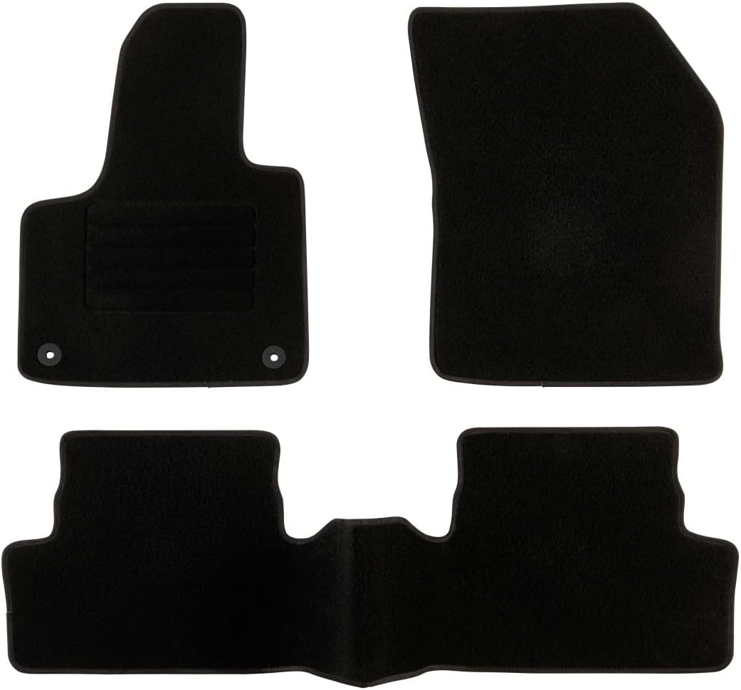 DBS Autofussmatte - nach Mass - 3-teilig - Anti Rutsch - schwarzer Nadelfilz 900g/m² - Velours Ferti