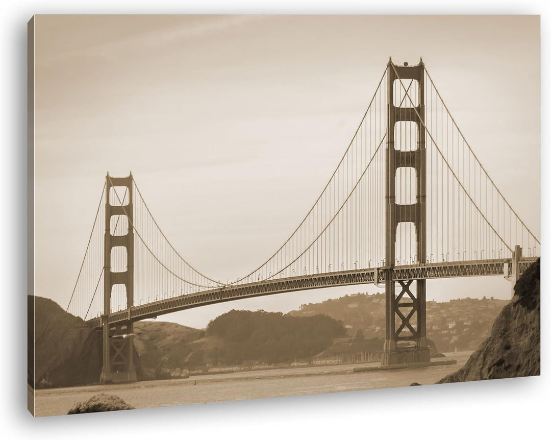 deyoli riesige Golden Gate Brücke in San Francisco Format: 100x70 Effekt: Sepia als Leinwandbild, Mo