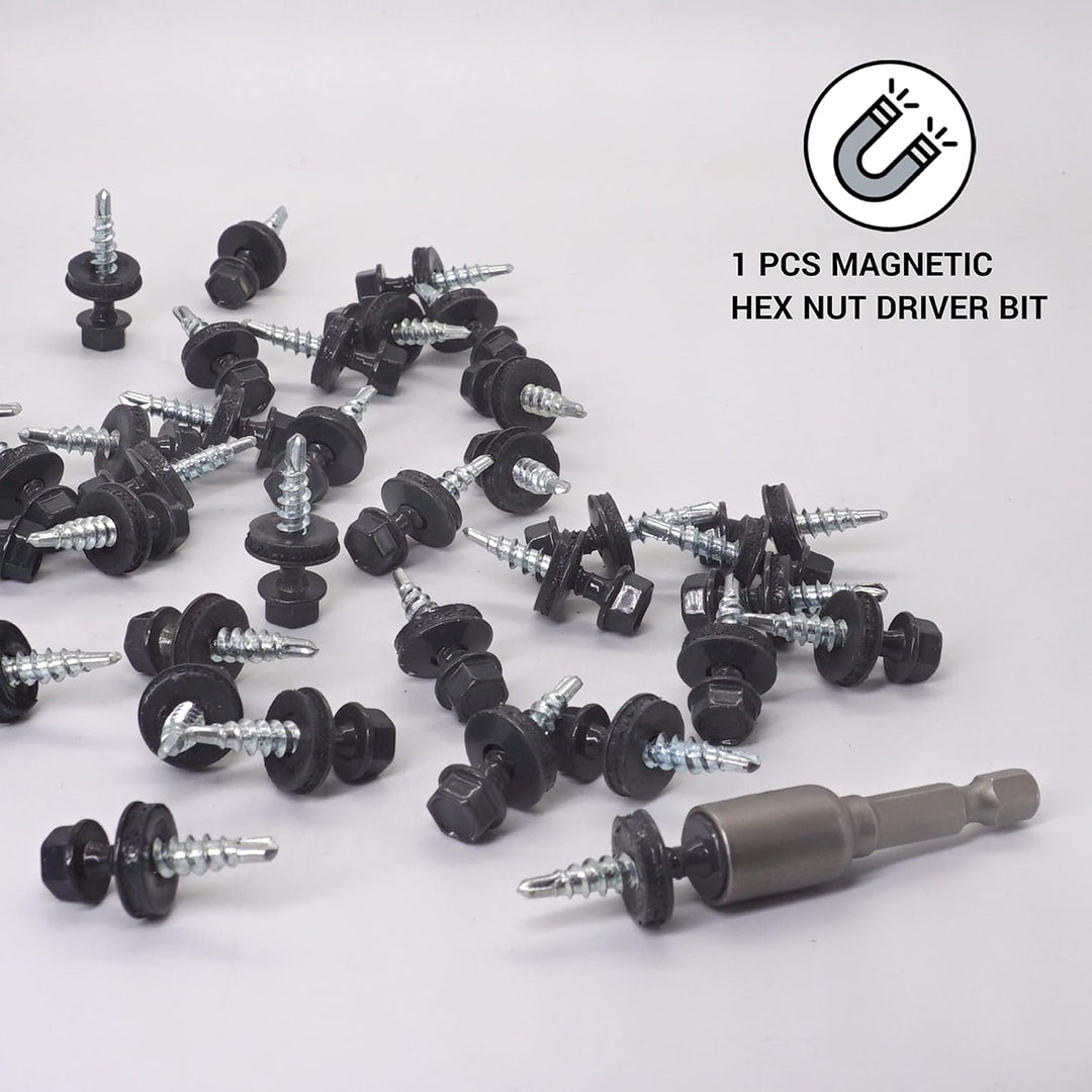 (Packung mit 250 Stück) Metall-Dachschrauben, 4,8 x 25 mm lackierte, selbstbohrende Schrauben mit EP