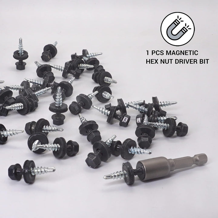 (Packung mit 250 Stück) Metall-Dachschrauben, 4,8 x 25 mm lackierte, selbstbohrende Schrauben mit EP