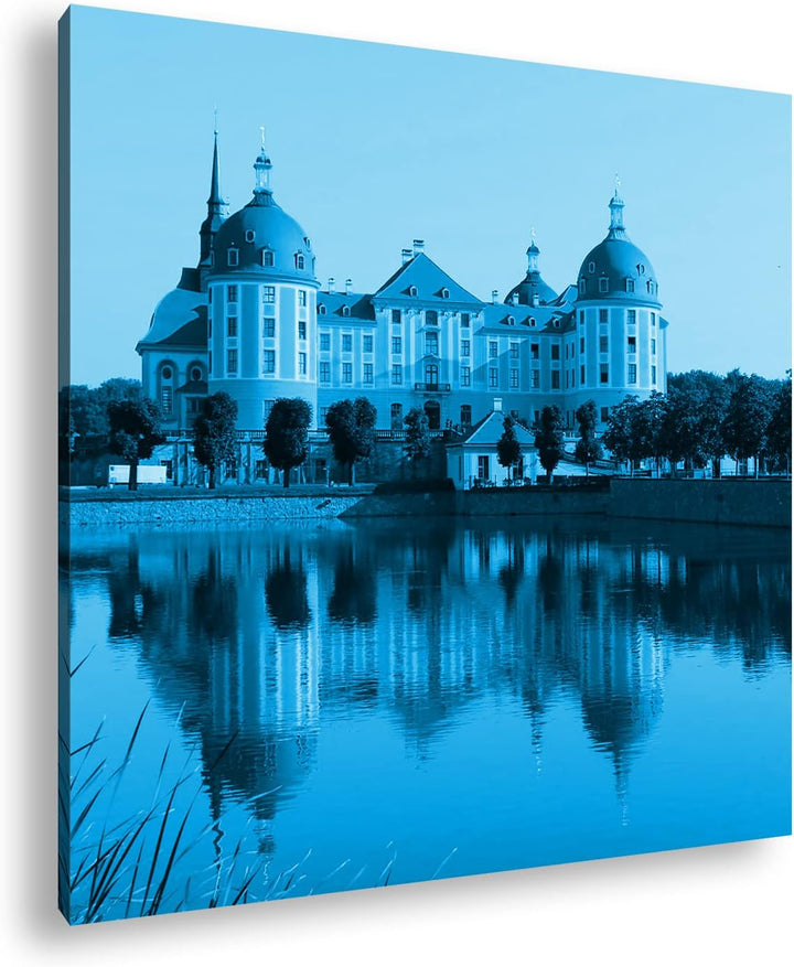 deyoli Moritzburg in Deutschland Format: 60x60 Effekt: Monocrome Blau als Leinwandbild, Motiv fertig