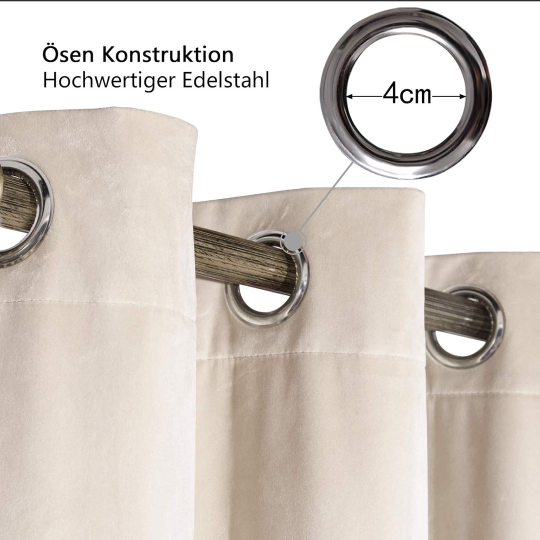 WOLTU Verdunklungsvorhang Blickdicht Samtvorhänge mit Ösen, 2 Stücke Thermogardine Ösenvorhang 300 g