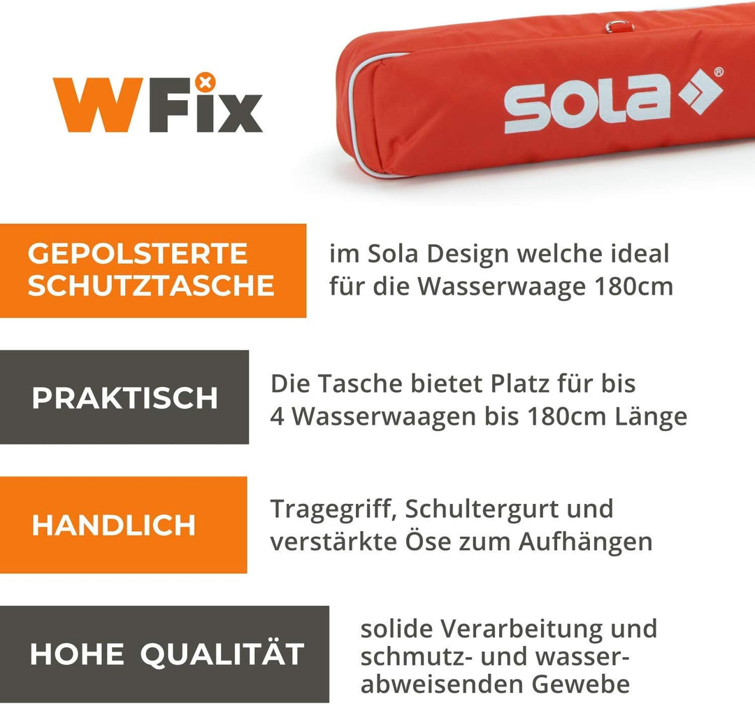 Wasserwaage 180 cm Schutztasche | Gepolsterte Tasche für Wasserwaagen bis 180 cm | Mit Aussenfach fü