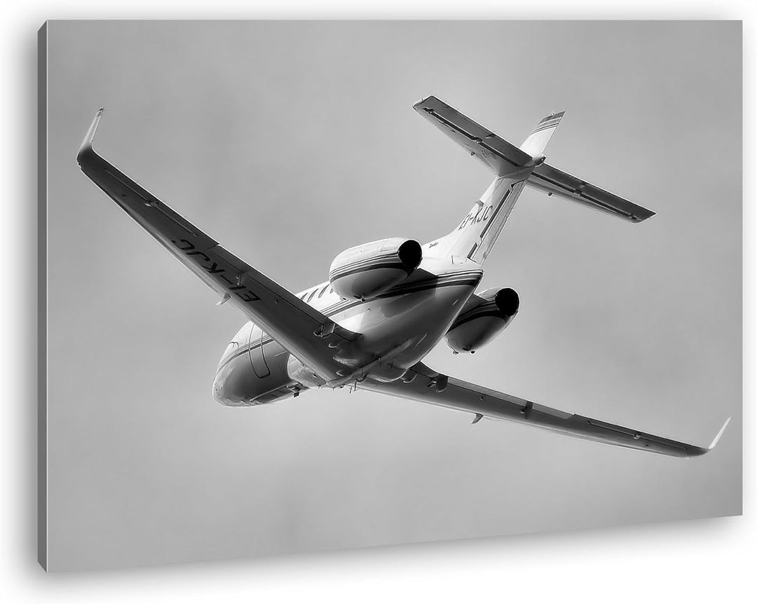 deyoli riesiger Hawker Jet Effekt: Schwarz/Weiss im Format: 80x60 als Leinwandbild, Motiv fertig ger