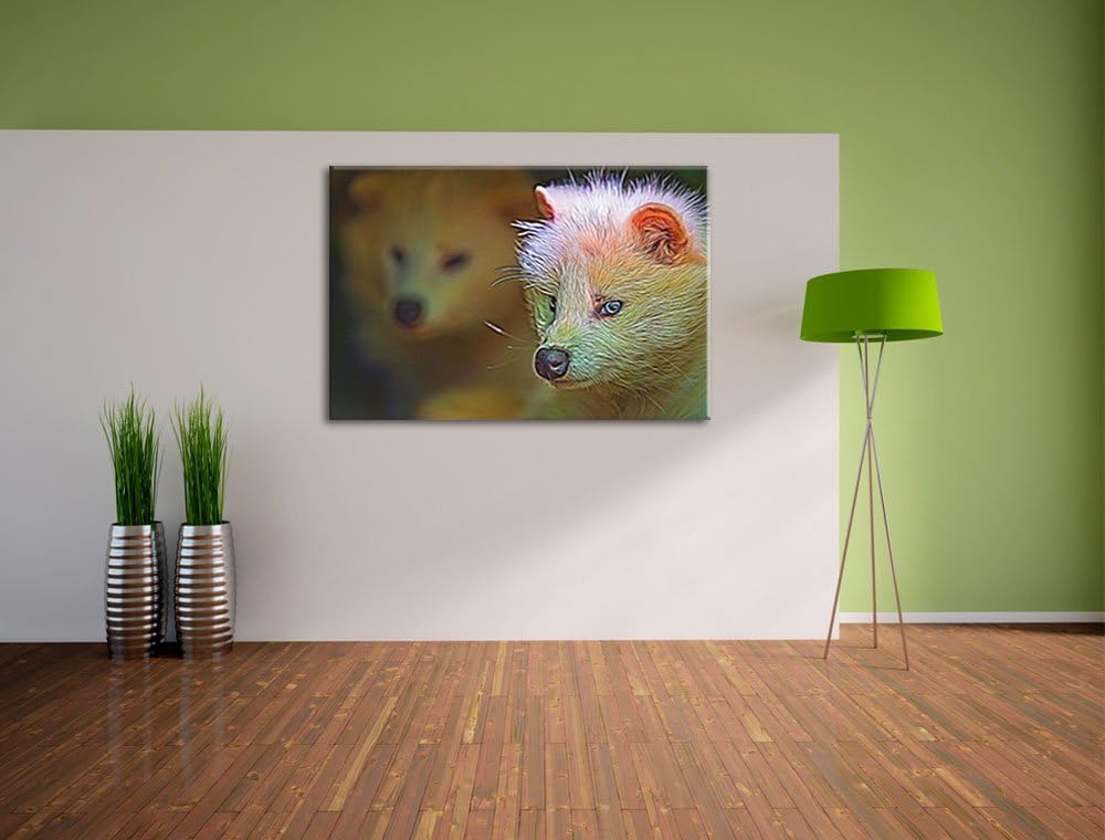 Polarfuchs in Höhle Deluxe Format: 100x70 cm auf Leinwand, XXL riesige Bilder fertig gerahmt mit Kei